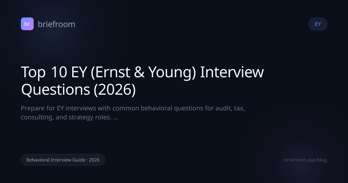 Top 10 EY (Ernst & Young) Interview Questions (2026) | BriefRoom