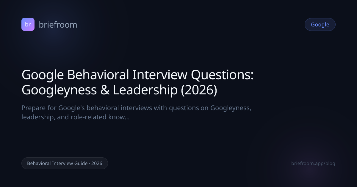 Google Behavioral Interview Questions: Googleyness & Leadership (2026 ...