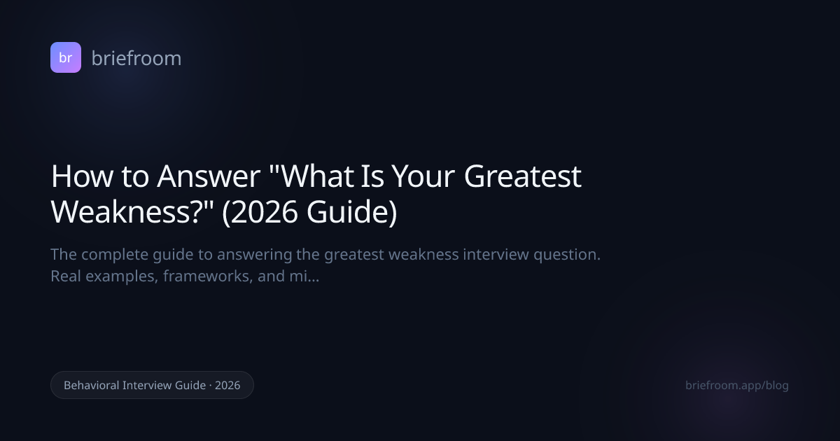How to Answer "What Is Your Greatest Weakness?" (2026 Guide) | BriefRoom